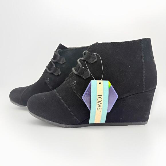 New Tom's Kala Boots Booties in Black Suede Ortholite Women's Size 10 #100129550 - Picture 1 of 9